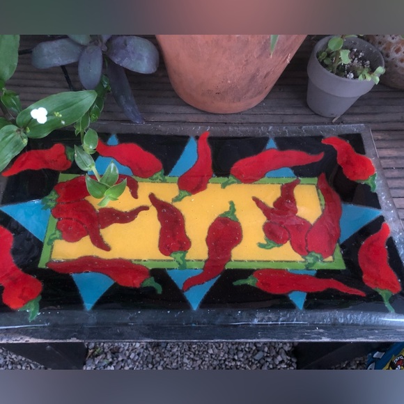 Hand Blown Glass Bowl and Platter - Picture 2 of 5